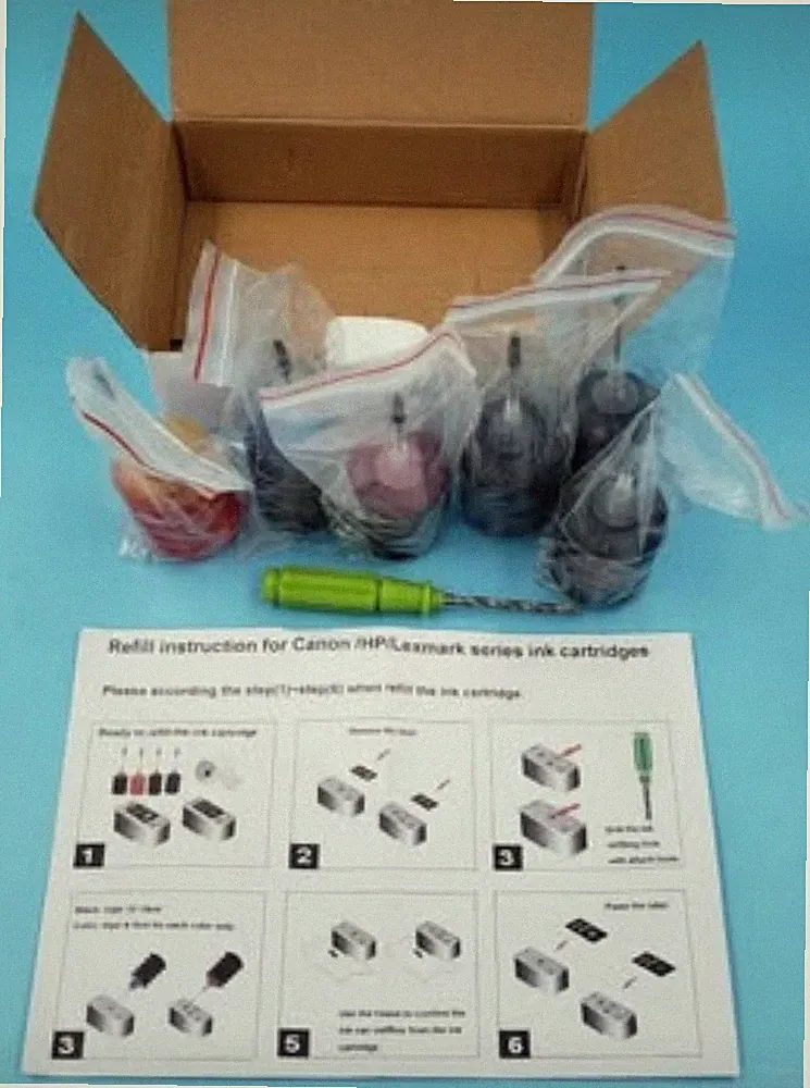 120ml 6 Pack Premium Ink Refill Kit for Canon | HP | Lexmark Series Cartridges